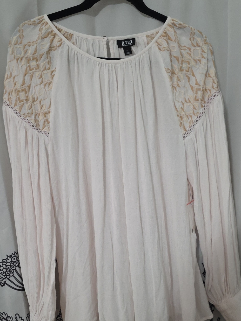 a.n.a Cream Lace Yoke Peasant Tunic